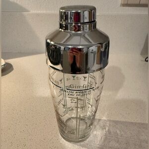 Silver and Clear Cocktail Shaker